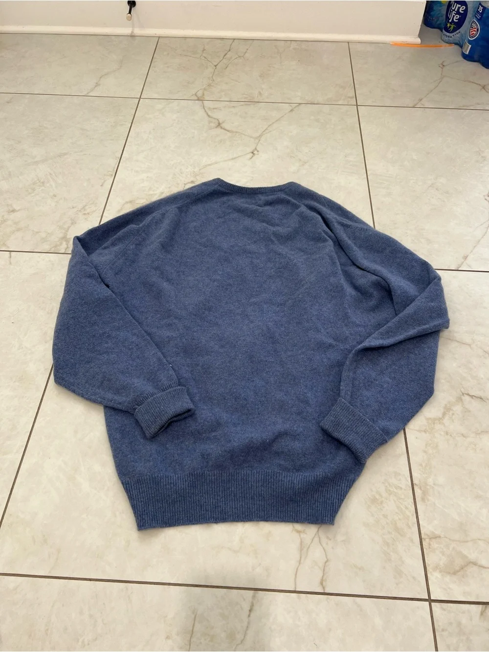 Orvis Blue Cashmere V-Neck Sweater Size XL